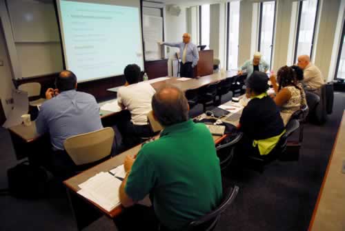 Former principal Ken Lombardi conducts a workshop at CSA's Executive Leadership Institute.